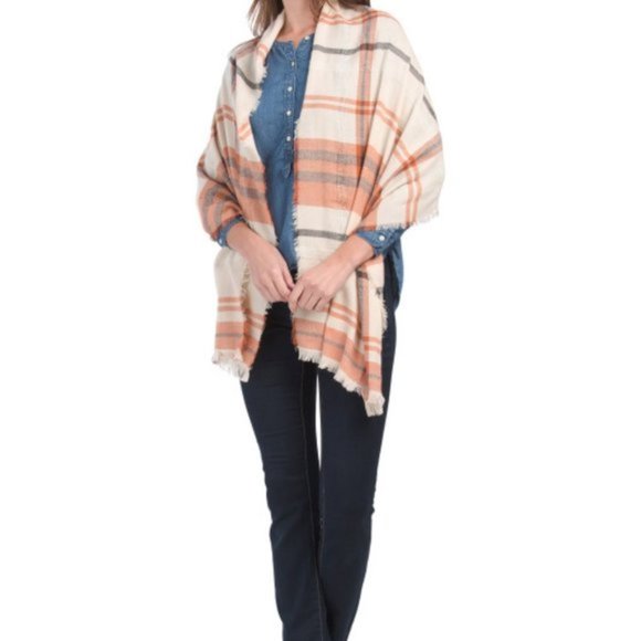 NINE WEST Plaid Super Soft Wrap and Beanie NWT - Picture 2 of 2